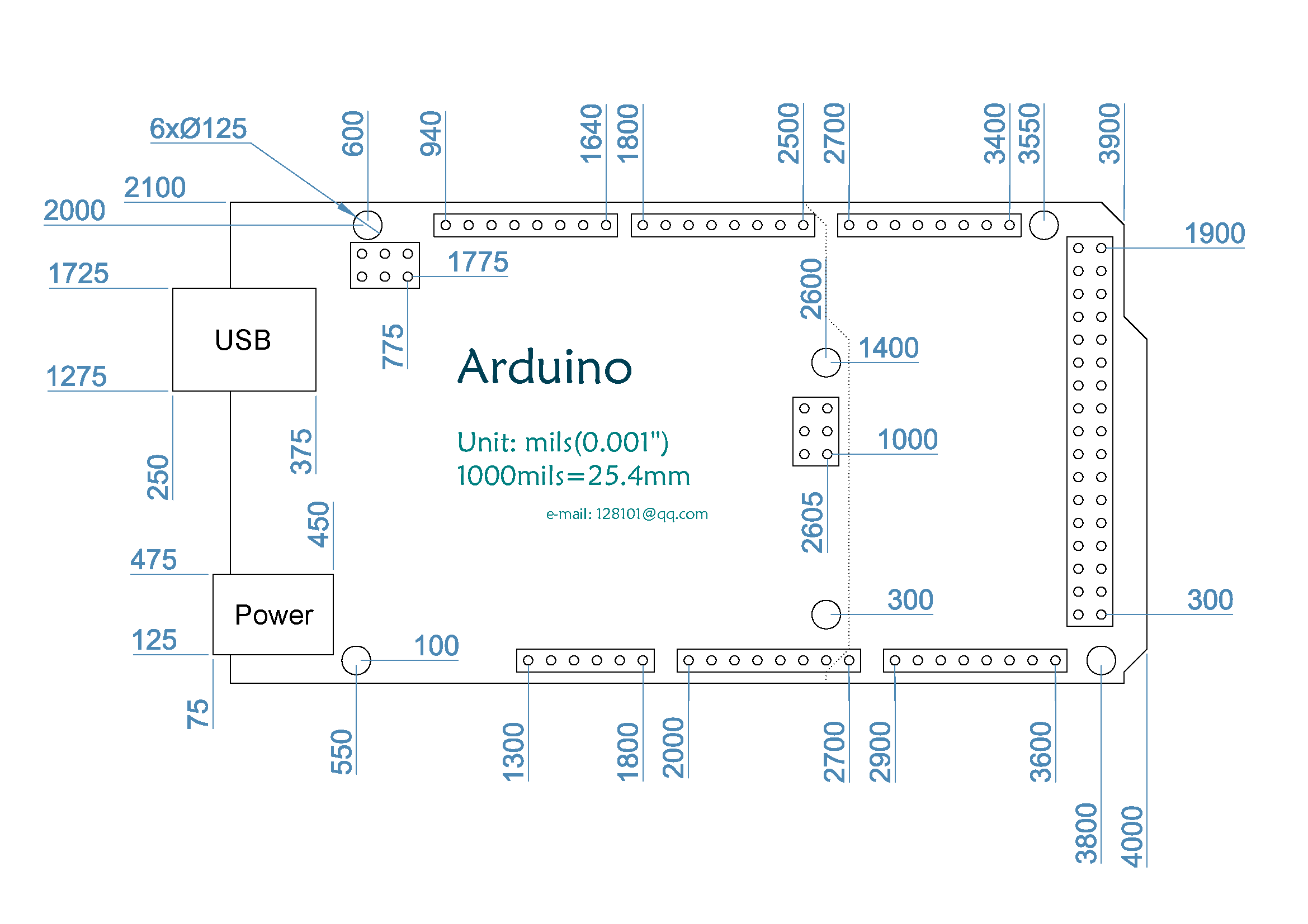 Arduino mega 2560 размеры чертежи